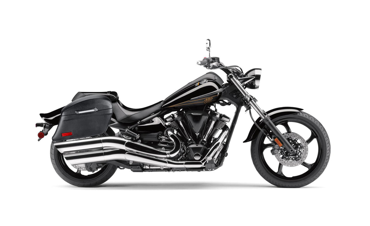 44L - Lamellar Stallion Extra Large Yamaha Raider Leather Covered Motocicleta Hard Alforjas