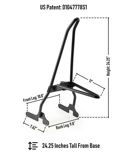 Iron Born Blade 25" Sissy bar with Foldable Luggage Rack para Harley Sportster 1200 Low XL1200L Matte Black