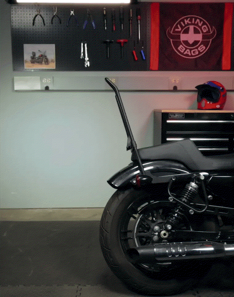 Iron Born Blade 25" Sissy bar with Foldable Luggage Rack para Harley Sportster Forty Eight Matte Black