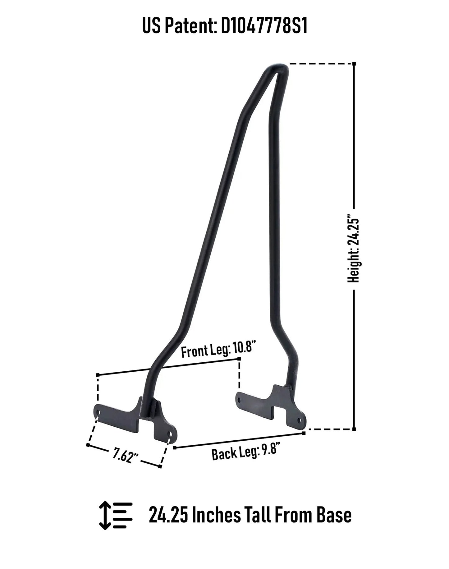 Iron Born Blade 25" Sissy bar para Harley Sportster Seventy Two Matte Black
