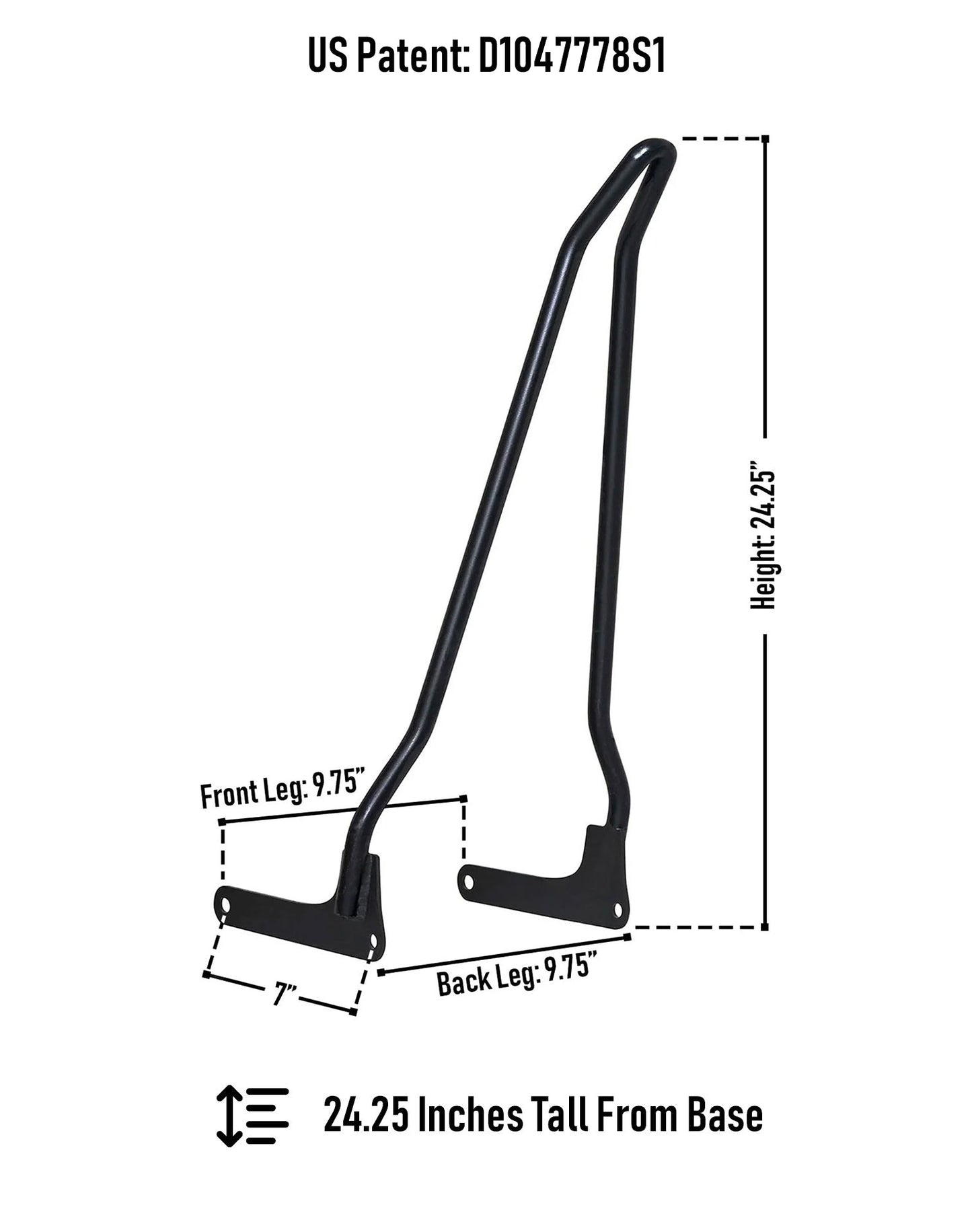 Iron Born Blade 25" Sissy bar para Harley Softail Standard FXST Matte Black