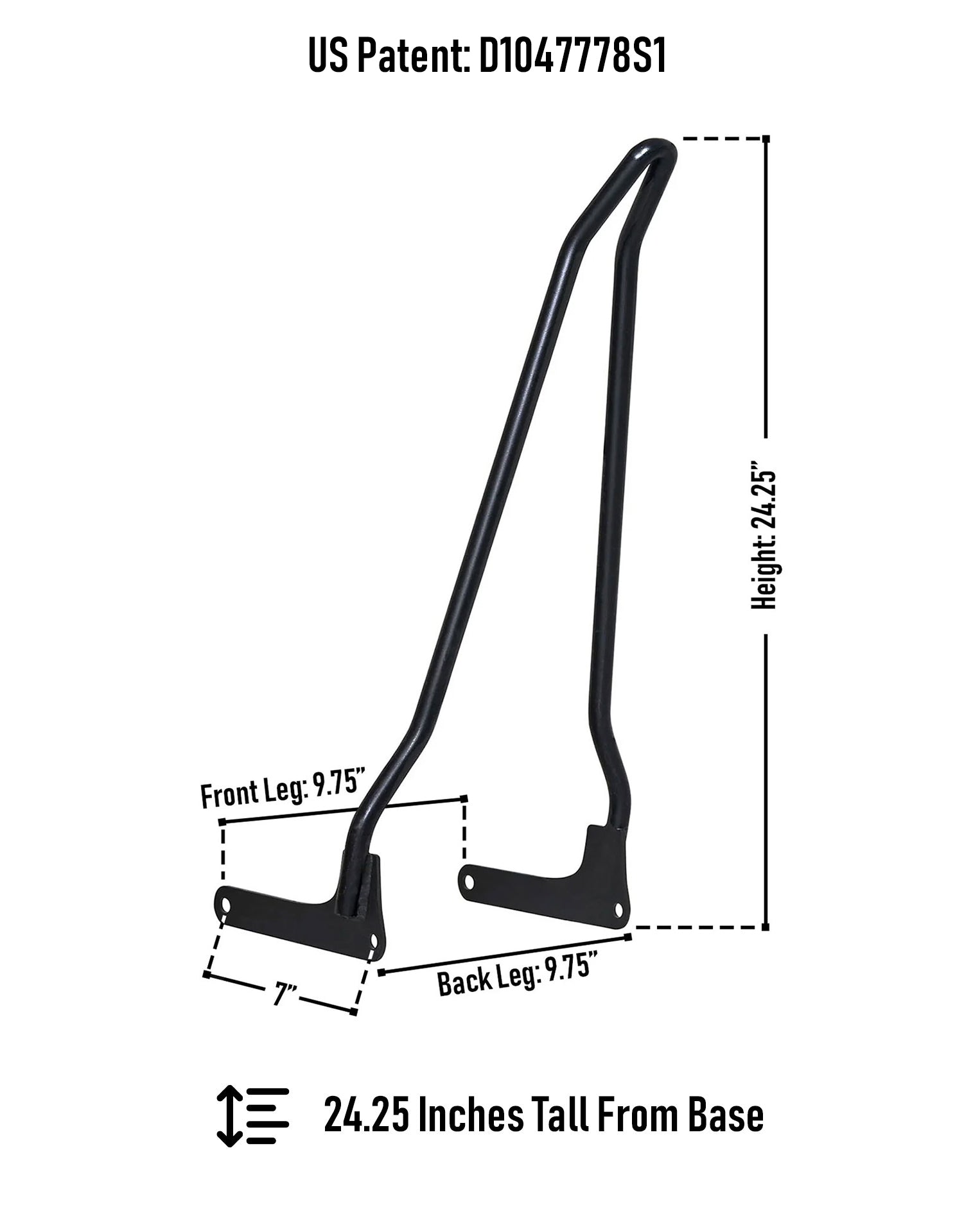 Iron Born Blade 25" Sissy bar para Harley Softail Standard FXST Matte Black