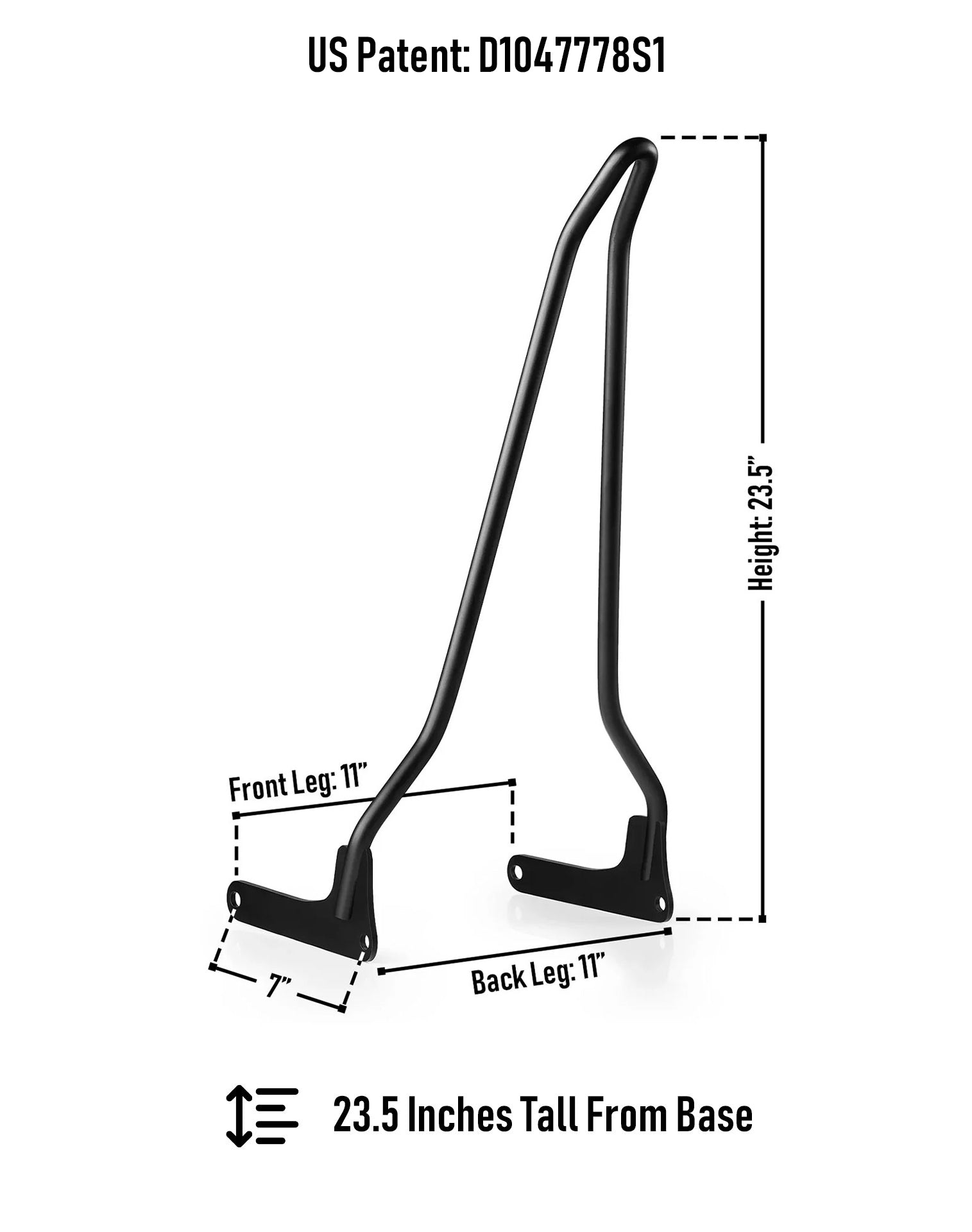 Iron Born Blade 25" Sissy bar para Harley Softail Low Rider Matte Black