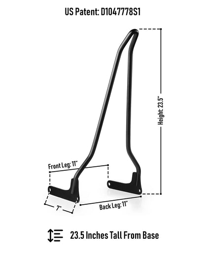 Iron Born Blade 25" Sissy bar para Harley Softail Low Rider Matte Black
