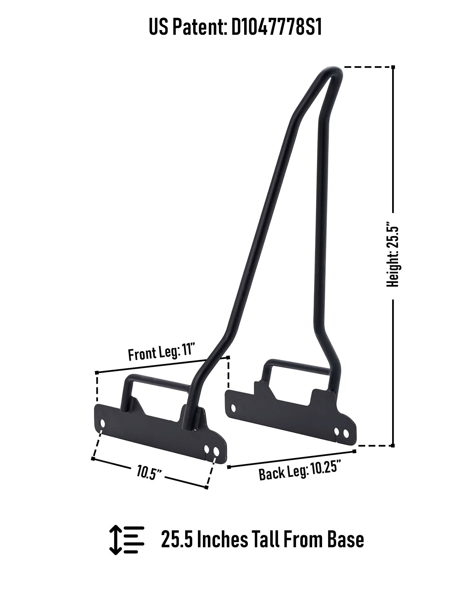 Iron Born Blade 25" Sissy bar para Harley Dyna Low Rider S FXDLS (2016-17) Matte Black