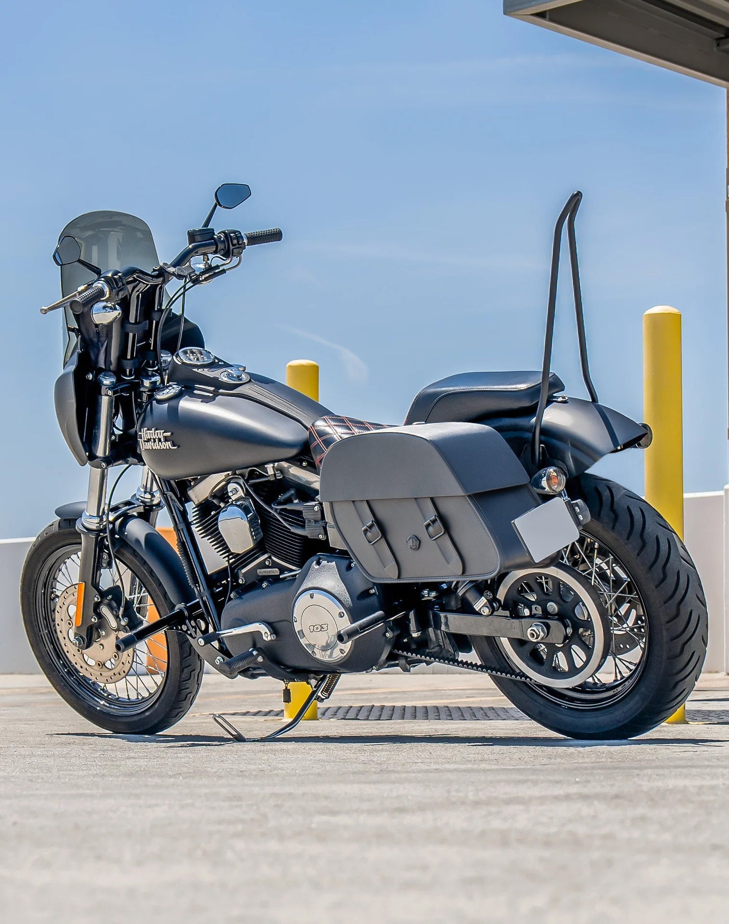 28L - Baelor Medium Quick Mount Motocicleta Alforjas para Harley Davidson Dyna Street Bob FXDB/I