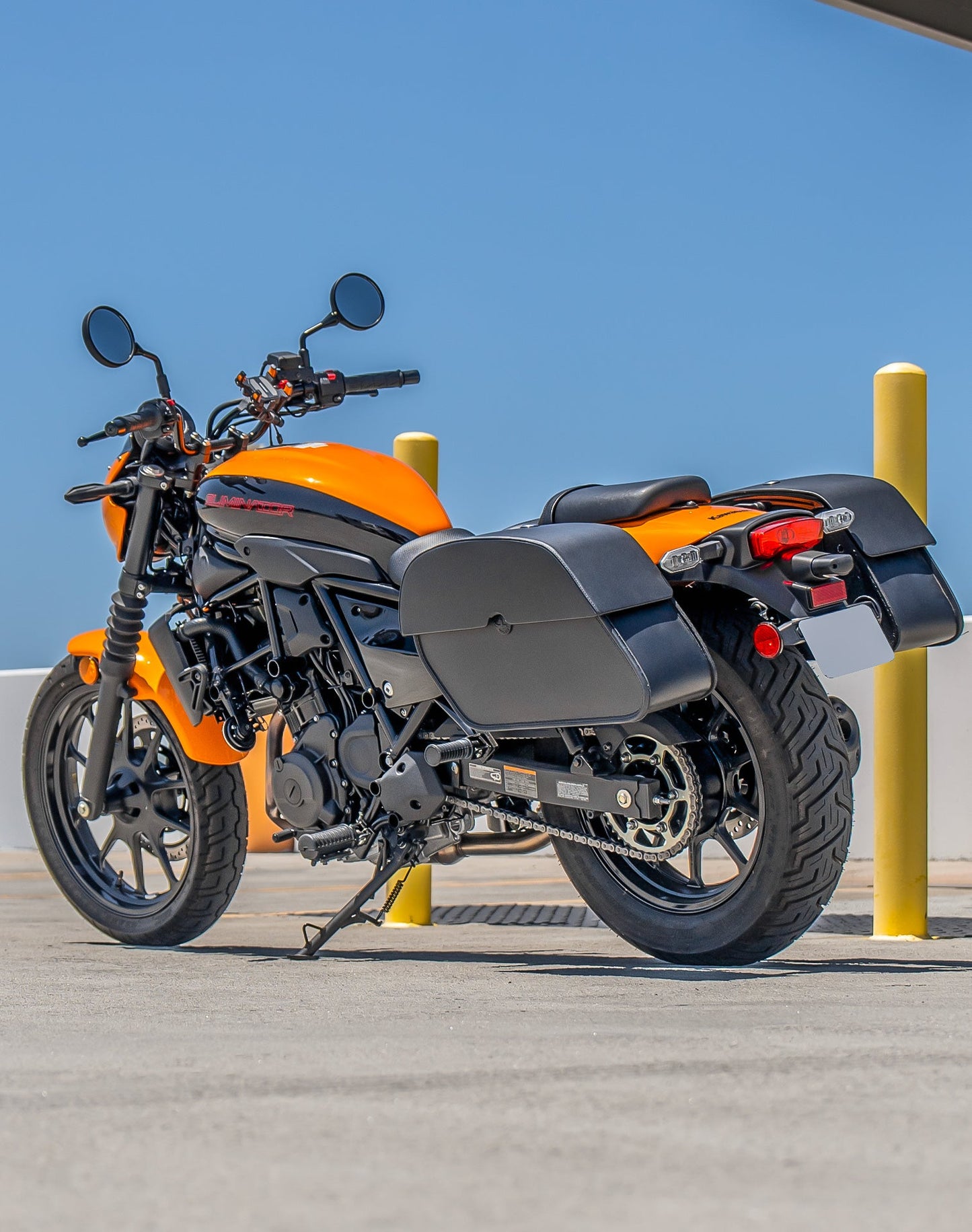 28L - Panzer Medium Quick Mount Kawasaki Eliminator 450 Leather Alforjas