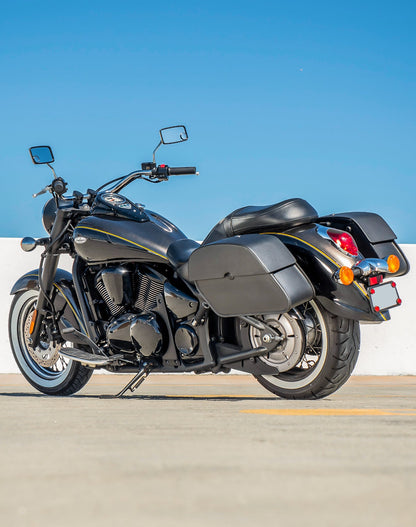 28L - Panzer Medium Quick Mount Kawasaki Vulcan 900 Classic VN900 Leather Alforjas