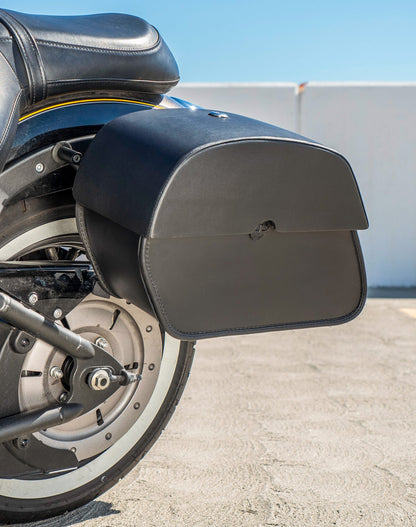 28L - Panzer Medium Quick Mount Kawasaki Vulcan 900 Classic VN900 Leather Alforjas
