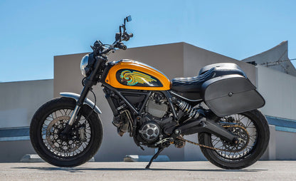 28L - Panzer Medium Quick Mount Ducati Scrambler (2014-17) Leather Alforjas