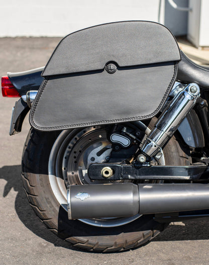 28L - Panzer Medium Quick Mount Leather Alforjas para Harley Davidson Dyna Fat Bob FXDF/SE