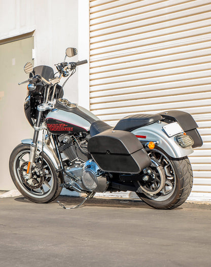28L - Panzer Medium Quick Mount Leather Alforjas para Harley Davidson Dyna Low Rider FXDL/I