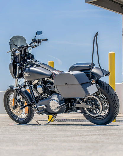28L - Panzer Medium Quick Mount Leather Alforjas para Harley Davidson Dyna Street Bob FXDB/I