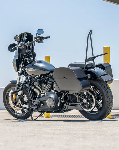 28L - Panzer Medium Quick Mount Leather Alforjas para Harley Softail Street Bob FXBB/S