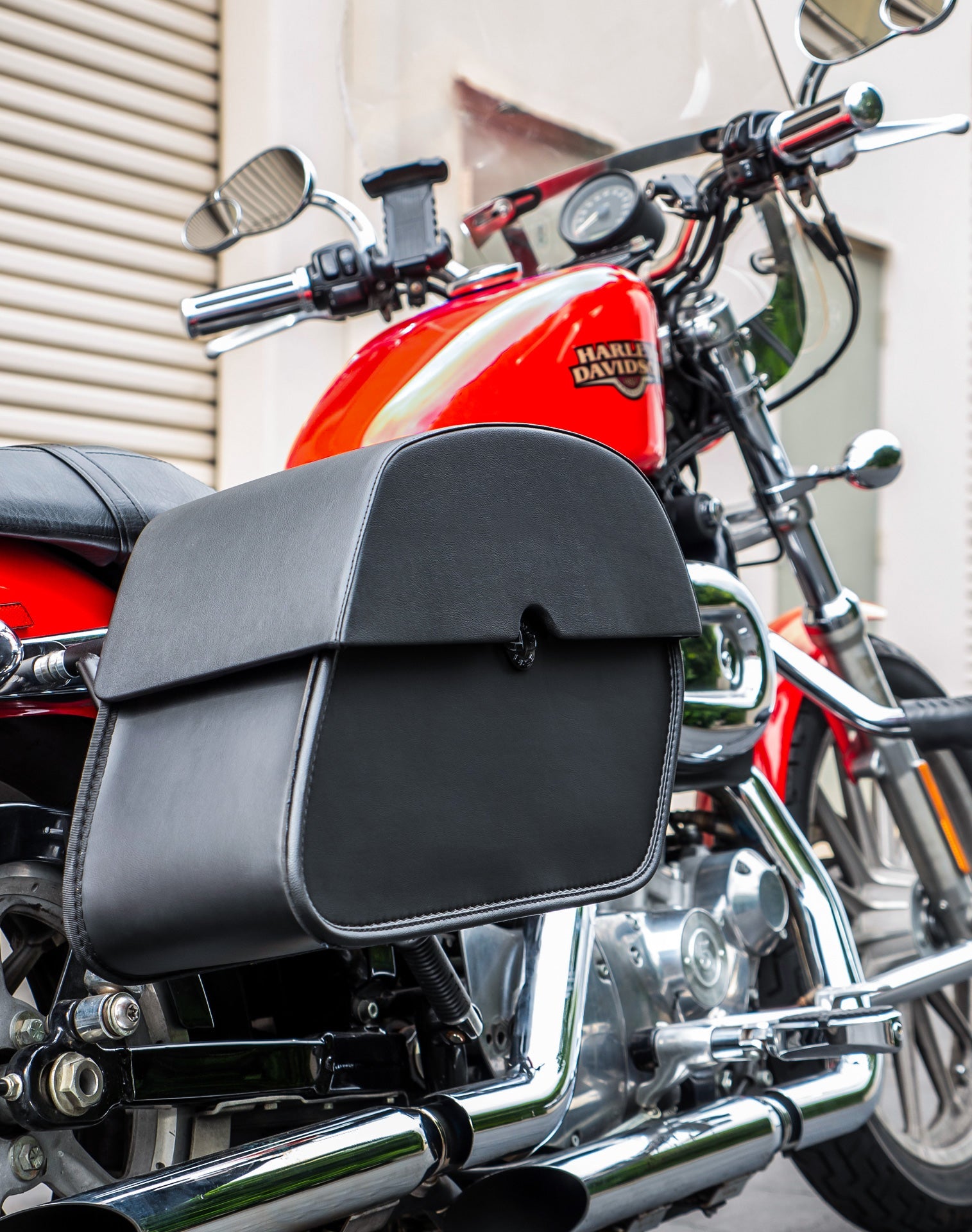 28L - Panzer Medium Quick Mount Leather Alforjas para Harley Sportster 1200 Low XL1200L