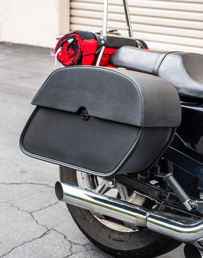28L - Panzer Medium Quick Mount Leather Alforjas para Harley Sportster 1200 Low XL1200L
