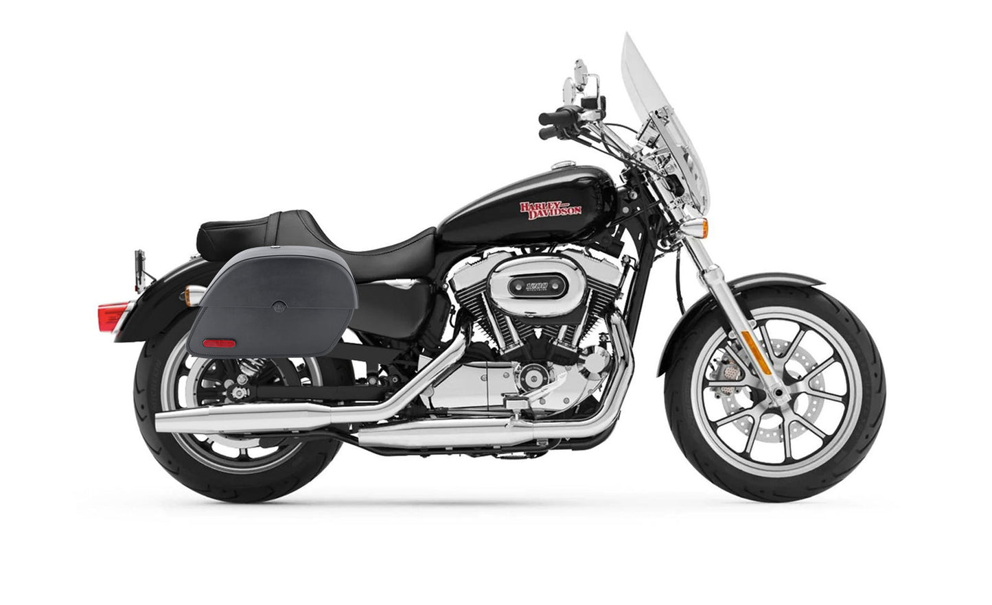 28L - Panzer Medium Quick Mount Leather Alforjas para Harley Sportster 1200 Super Low XL1200T