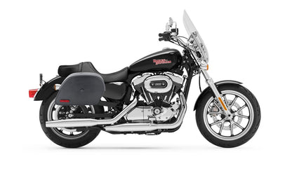 28L - Panzer Medium Quick Mount Leather Alforjas para Harley Sportster 1200 Super Low XL1200T