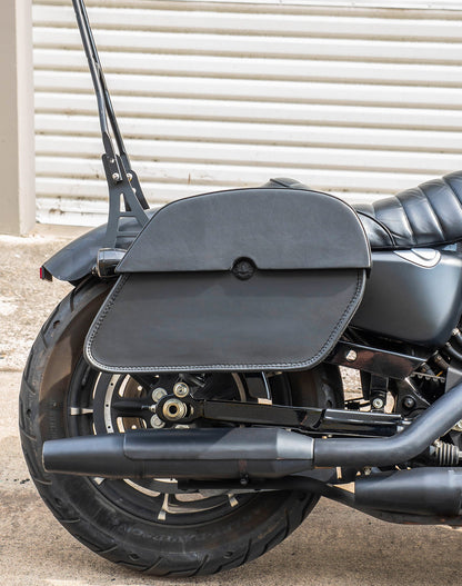 28L - Panzer Medium Quick Mount Leather Alforjas para Harley Sportster 883 Iron XL883N