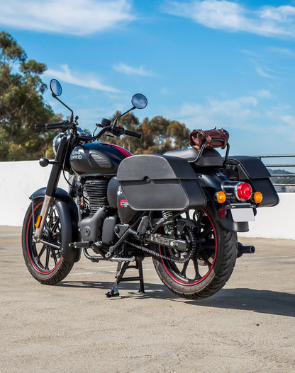 28L - Panzer Medium Quick Mount Royal Enfield Classic 350 Leather Alforjas