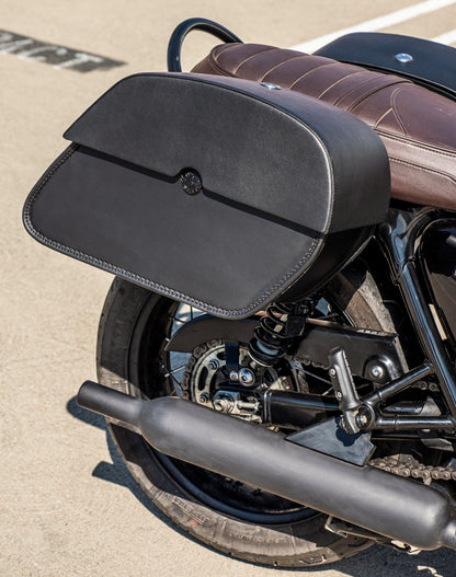 28L - Panzer Medium Quick Mount Triumph Bonneville T100 Leather Alforjas