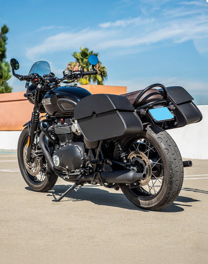 28L - Panzer Medium Quick Mount Triumph Bonneville T120 Leather Alforjas