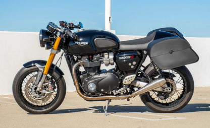 28L - Panzer Medium Quick Mount Triumph Thruxton RS Leather Alforjas