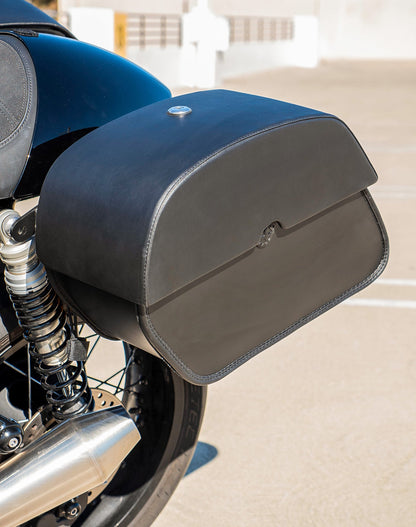 28L - Panzer Medium Quick Mount Triumph Thruxton RS Leather Alforjas