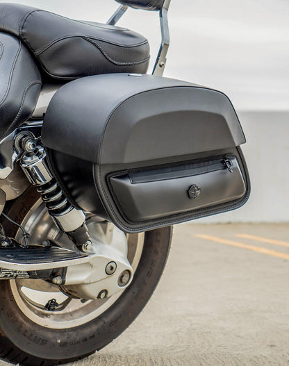28L - Pantheon Medium Hard Mount Honda VTX 1300 C Leather Motocicleta Alforjas