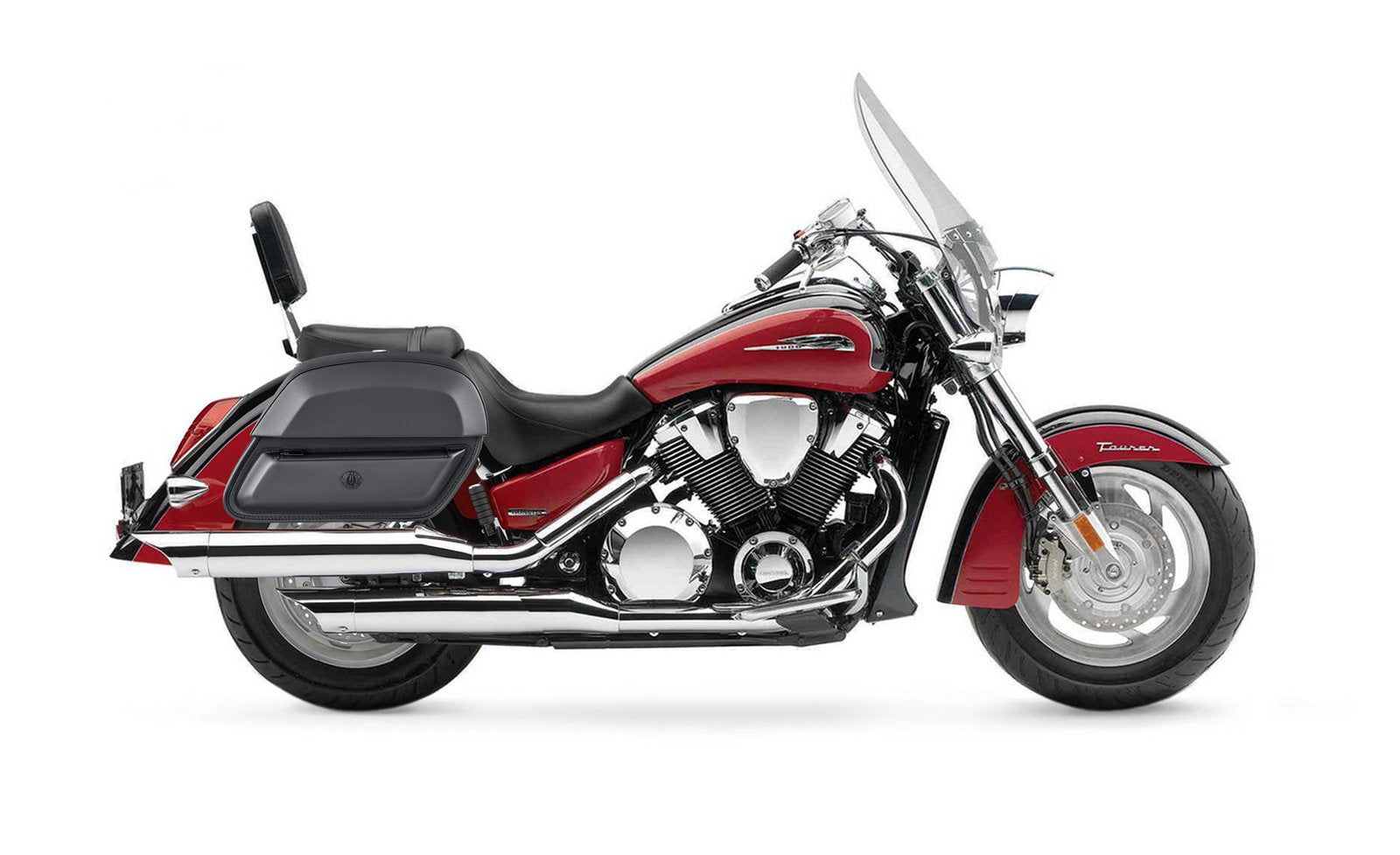 28L - Pantheon Medium Hard Mount Honda VTX 1800 T Tourer Leather Motocicleta Alforjas