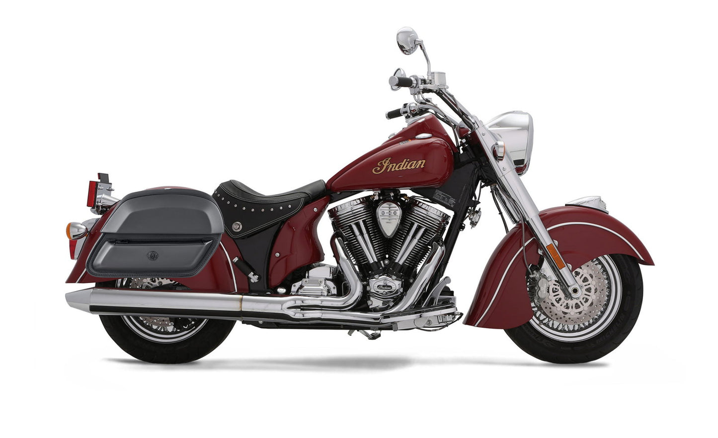 28L - Pantheon Medium Hard Mount Indian Chief Deluxe Leather Motocicleta Alforjas