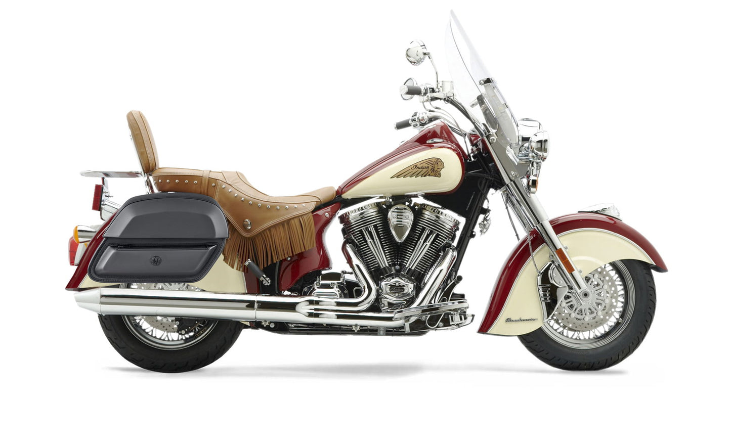 28L - Pantheon Medium Hard Mount Indian Chief Roadmaster Leather Motocicleta Alforjas