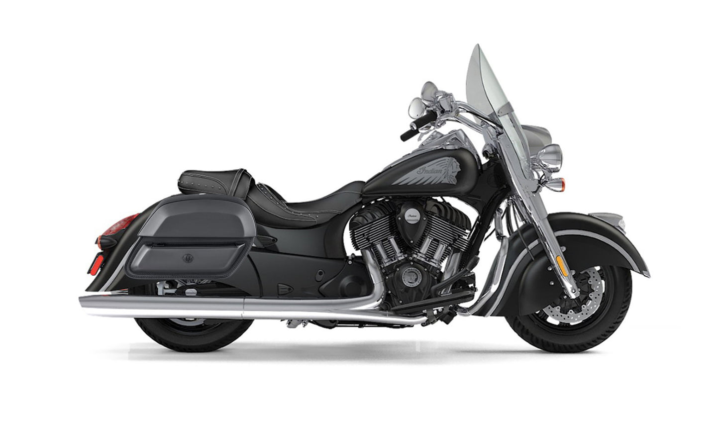 28L - Pantheon Medium Hard Mount Indian Springfield Leather Motocicleta Alforjas