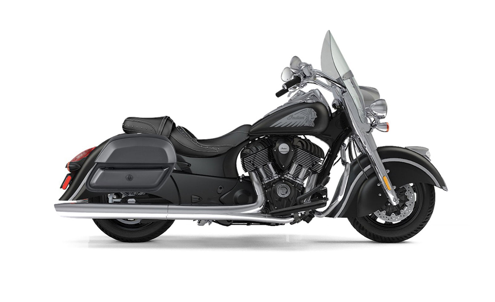28L - Pantheon Medium Hard Mount Indian Springfield Leather Motocicleta Alforjas