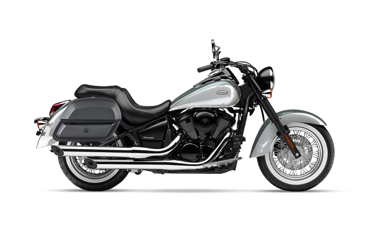 28L - Pantheon Medium Hard Mount Kawasaki Vulcan 900 Classic VN900 Leather Motocicleta Alforjas