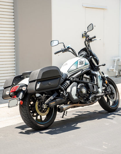 28L - Pantheon Medium Hard Mount Kawasaki Vulcan S VN650 Leather Motocicleta Alforjas