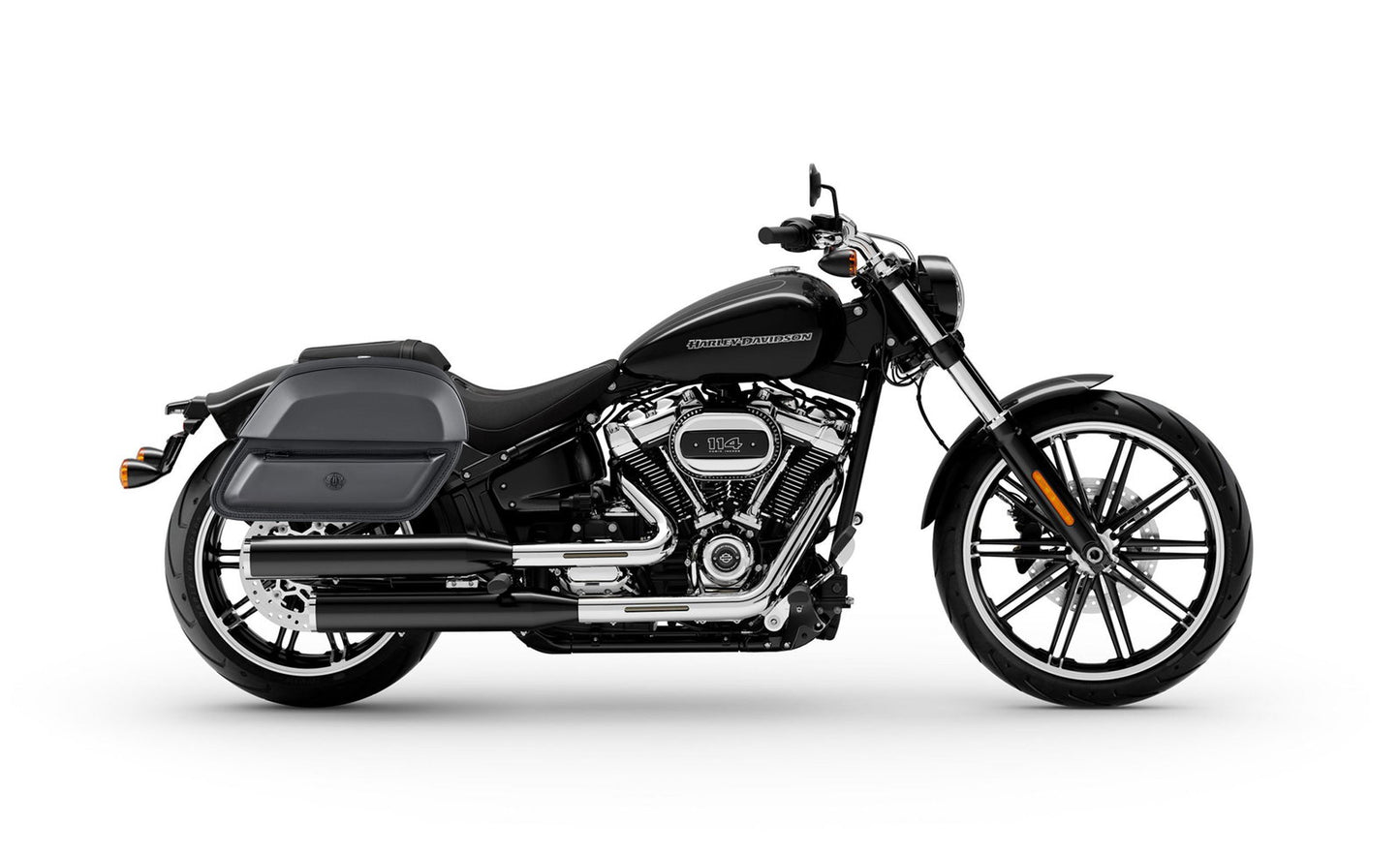 28L - Pantheon Medium Hard Mount Leather Alforjas para Harley Softail Breakout FXBR/S