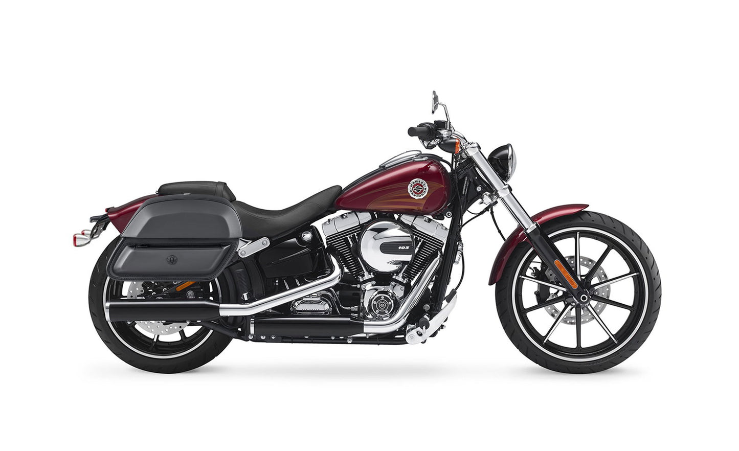 28L - Pantheon Medium Hard Mount Leather Alforjas para Harley Softail Breakout FXSB