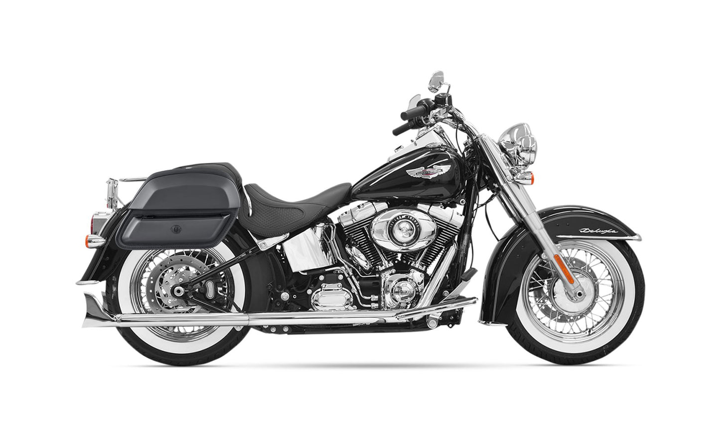 28L - Pantheon Medium Hard Mount Leather Alforjas para Harley Softail Heritage FLSTC/I