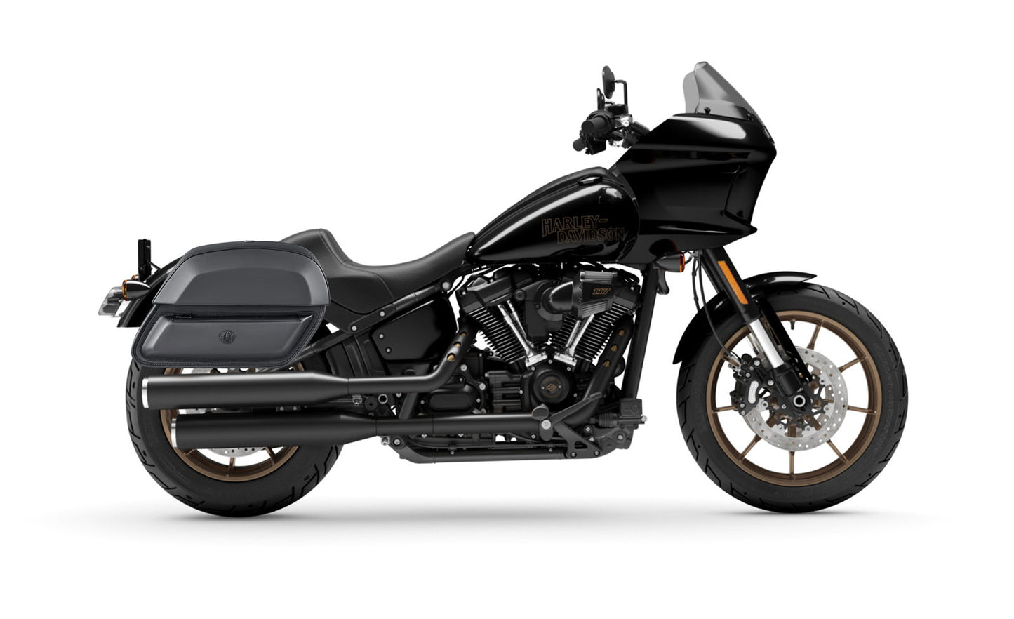 28L - Pantheon Medium Hard Mount Leather Alforjas para Harley Softail Low Rider ST FXLRST