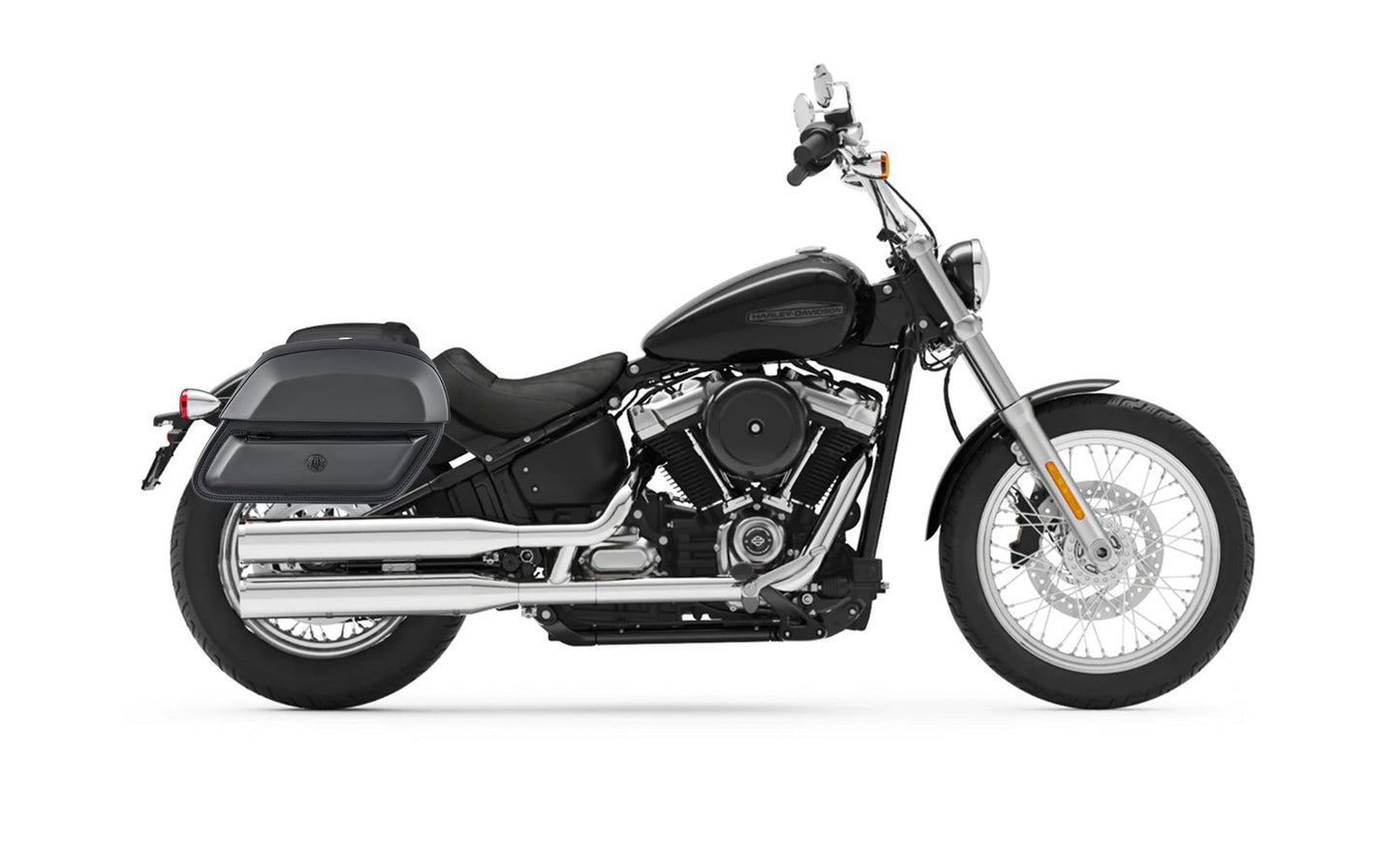 28L - Pantheon Medium Hard Mount Leather Alforjas para Harley Softail Standard FXST