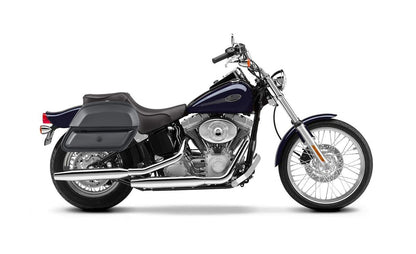 28L - Pantheon Medium Hard Mount Leather Alforjas para Harley Softail Standard FXST/I