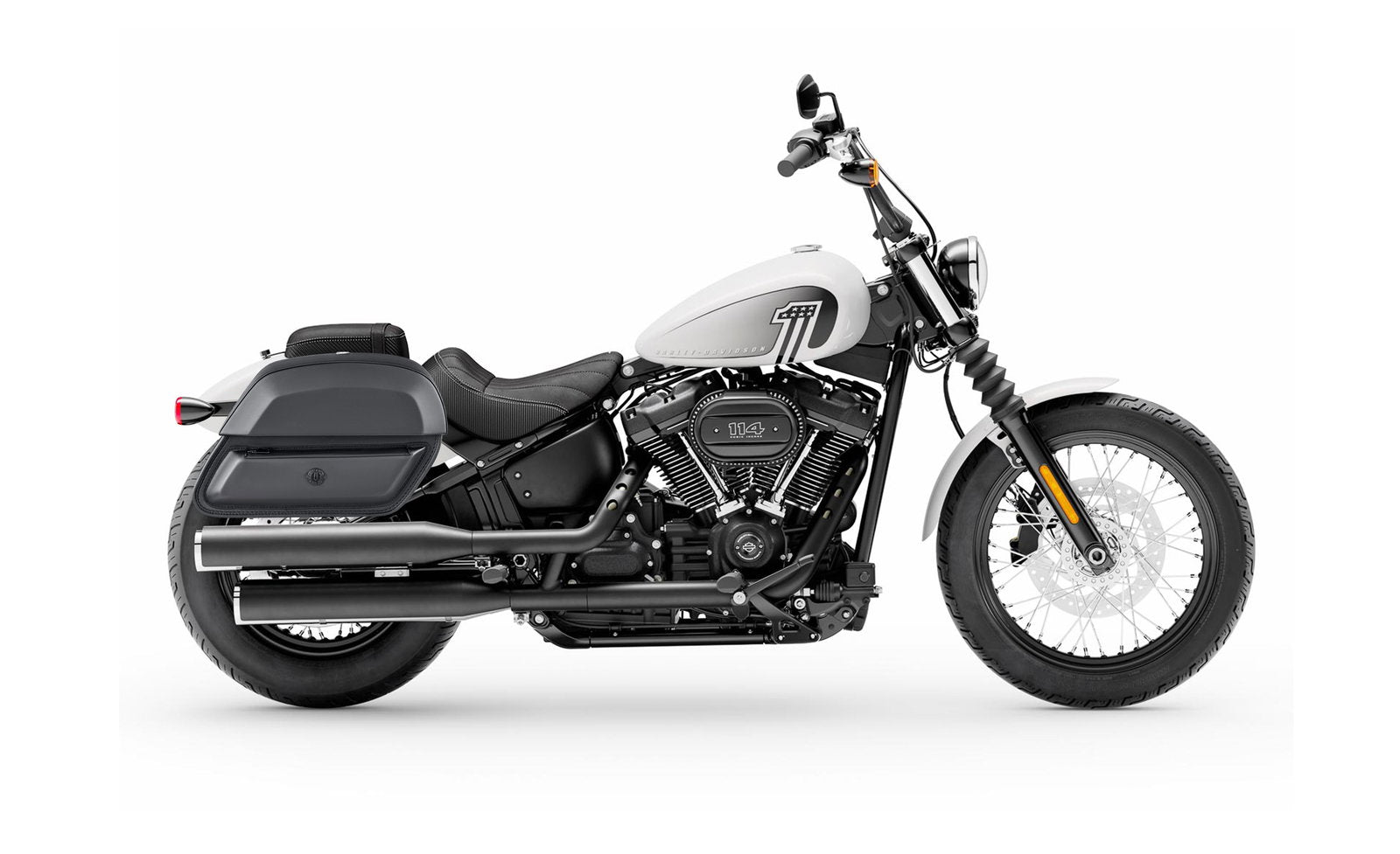 28L - Pantheon Medium Hard Mount Leather Alforjas para Harley Softail Street Bob FXBB/S