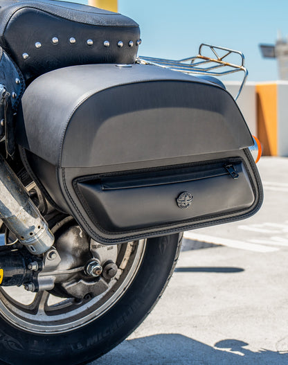 28L - Pantheon Medium Hard Mount Honda Shadow 1100 Spirit Leather Alforjas