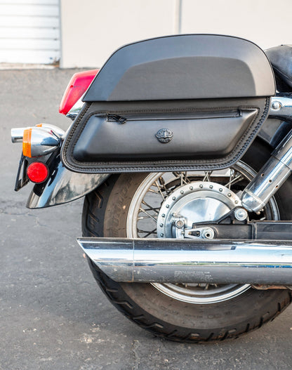 28L - Pantheon Medium Hard Mount Honda Shadow 750 ACE Leather Alforjas