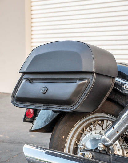 28L - Pantheon Medium Hard Mount Honda Shadow 750 ACE Leather Alforjas