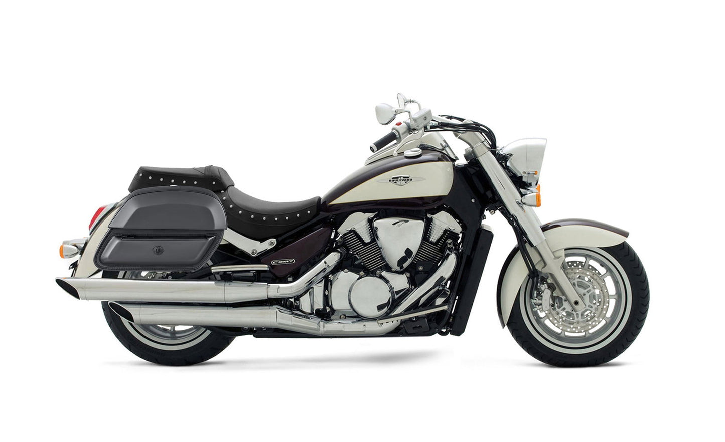 28L - Pantheon Medium Hard Mount Suzuki Boulevard C109 Leather Motocicleta Alforjas