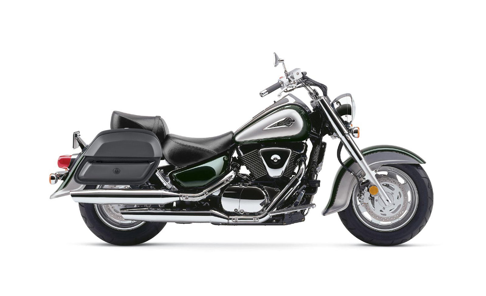 28L - Pantheon Medium Hard Mount Suzuki Intruder 1500 VL1500 Leather Motocicleta Alforjas