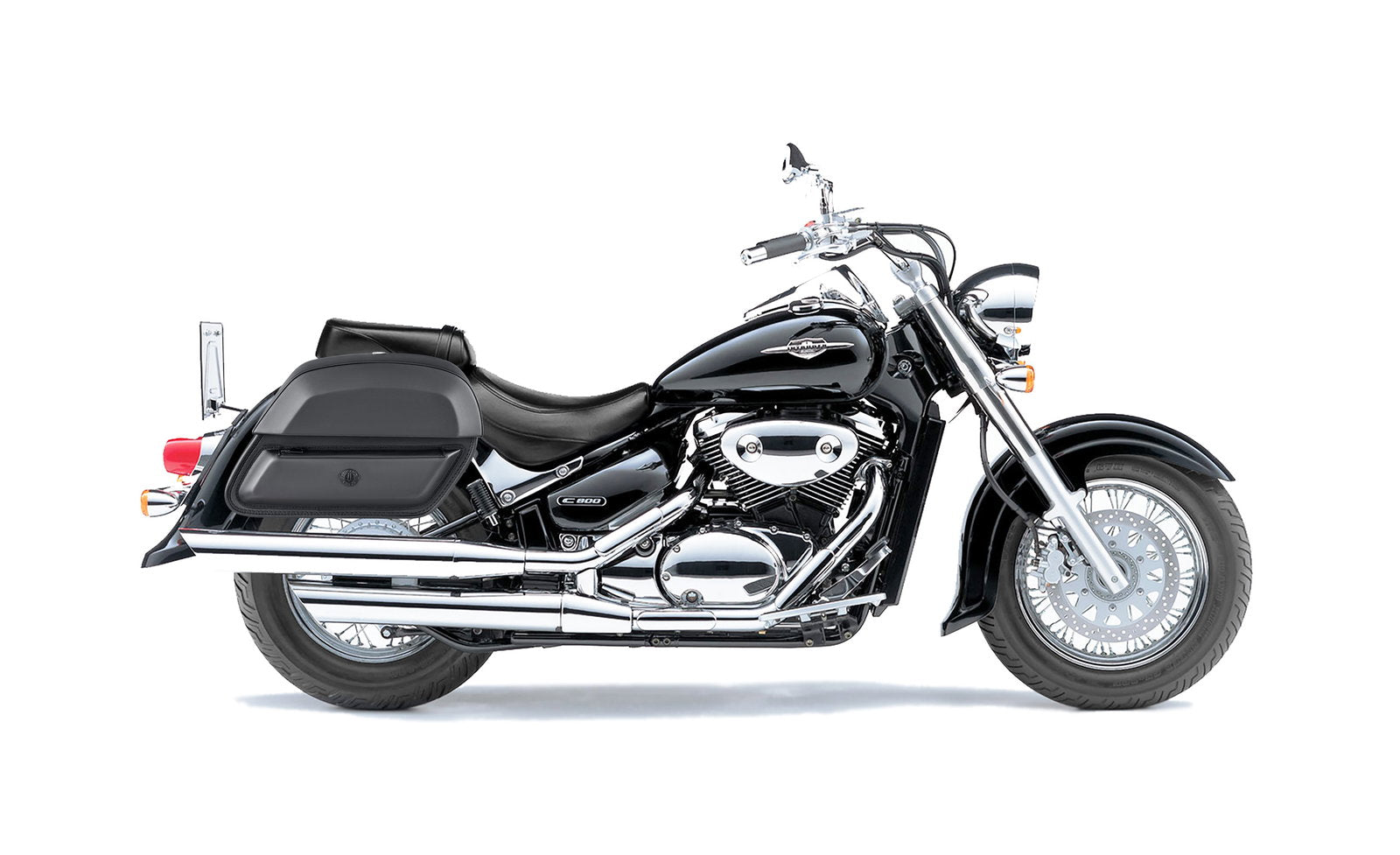 28L - Pantheon Medium Hard Mount Suzuki Volusia 800 Leather Motocicleta Alforjas