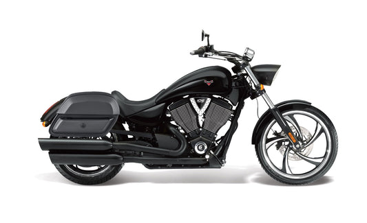 28L - Pantheon Medium Hard Mount Victory 8 Ball Leather Motocicleta Alforjas